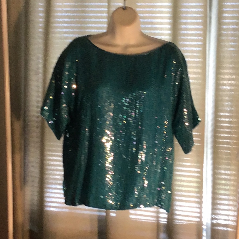 Women’s sequins vintage top 100% silk Jewel QUEEN
